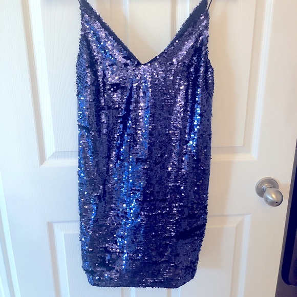 ASOS ocean blue sequinned occasion dress - Picture 3 of 7